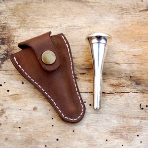 Personalized leather  mouthpiece holder for french horn with Initials - mouthpiece case-brass accessories-mouthpiece pouch