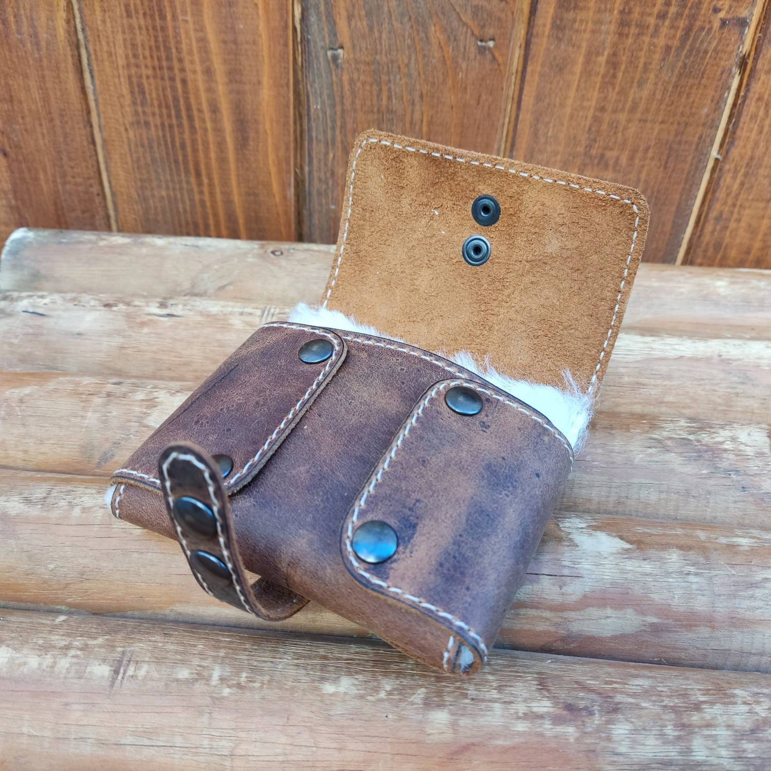 Portefeuille de pêche à la mouche en cuir fait à la main