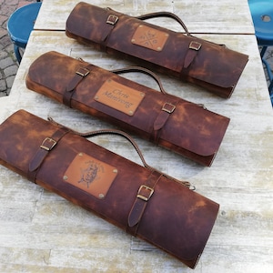 Personalized Leather Knife Roll Bag, Knife holder, leather  knife case ,Chef knife,Chefs Bag,Chefs gift, gift for Chef , Leather Knife Roll