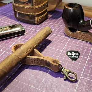 Personalized Leather Pipe And Cigar Stand - Leather Pipe Holder