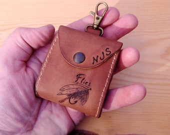Portafoglio Bifold In Pelle Inciso A Mano Pesca A Mosca - Marrone Chiaro, Blocco RFID - Foto 5