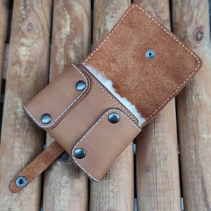 Cartera de cuero personalizada para pesca con mosca con piel de oveja - carteras de pesca - regalo para pescadores - bolsa para moscas - regalos para pesca con mosca