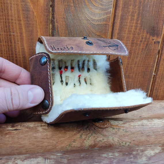 Personalized Leather Fly Fishing Wallet With Sheep Skin fishing