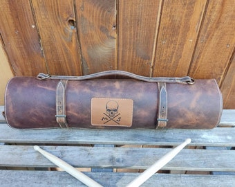 Personalized leather drumstick bag,  drumstick holder,leather  drumstick case ,pouch,drummer, drumsticks, percussion,gift for drummer,rock
