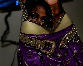 Custom Rhinestone Corset Top & Junked tennis skirt | Y2K Waist Snatching Bustier miniskirt