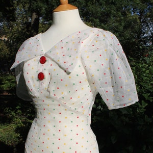 Maudie Mid-1930s inspired afternoon dress in original vintage cotton organdy image 1