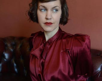 RESERVED for Charwinette- Dorothy- Early 1940s style afternoon dress in vintage burgundy rayon