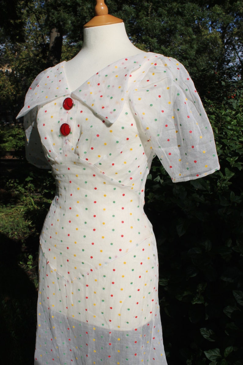 Maudie Mid-1930s inspired afternoon dress in original vintage cotton organdy image 1