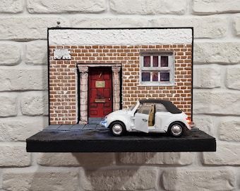 Dylan Dog Diorama Artigianale Custom con Maggiolino Illuminato e Audio Porta - Pezzo Unico