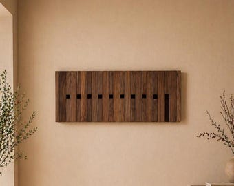 Perchero de pared moderno de madera, perchero de entrada de nogal hecho a mano, llavero flotante minimalista, organizador de pared escandinavo