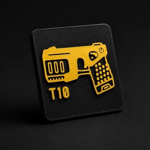 T10 Taser Tactical Patch 30x30mm | 3D Printed Police Morale Patch | UK Police Gift | Hook & Loop Badge | Custom Police Patch