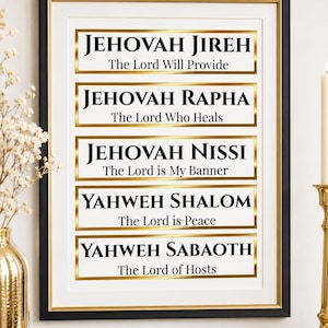 Names of God Wall Art | Jehovah Jireh, Rapha, Nissi, Shalom (Digital Download)
