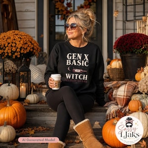 Enkel häxskjorta | Gen X Vintage vingrafiktröja för Halloween