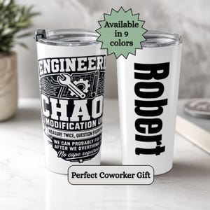 Vaso térmico personalizado de acero inoxidable de 20 oz con diseño divertido de ingeniero, regalo para compañeros de trabajo.