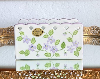 Andrea by Sadek Hand Painted Napkin Holder | Violet Meadows, Porcelain Mail Holder