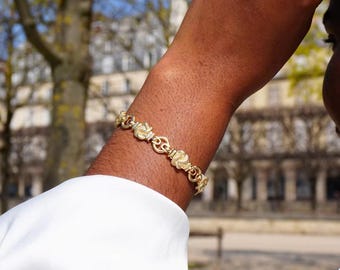 Goudkleurige roestvrijstalen armband voor dames – elegant minimalistisch sieraad – waterbestendig – trendy armband – cadeau-idee voor vrouwen