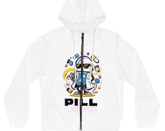 Felpa con cappuccio e zip intera da donna / Mascotte umoristica a forma di pillola da farmacia / Regalo per farmacista