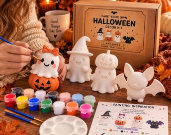 Paint Your Own Halloween Decor Kit | Ghost Painting Kit | DIY Halloween Craft | Cute Halloween Decorations | Gift for Kids & Adults