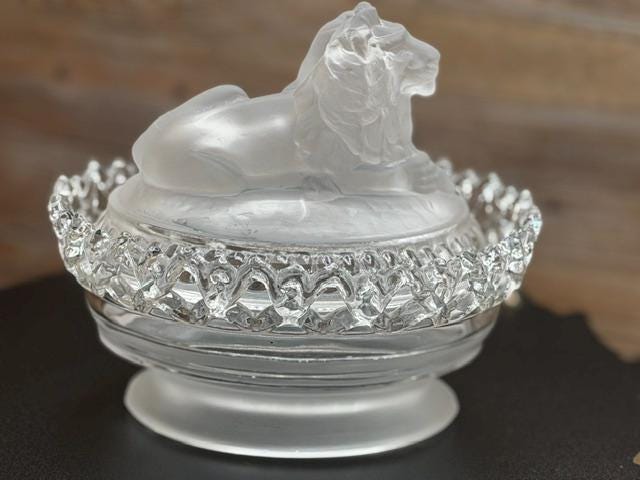 Imperial Glass Lion Candy Dish - Etsy