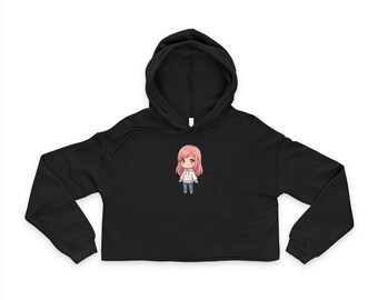 Felpa corta in stile Kawaii Chibi Girl Anime, top minimalista streetwear