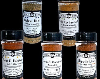 Super Seasoning Combo Pack (Cajun, Meat and Potato, Italian Beef Gravy, Chipotle Lime Taco, Cold Cut Sandwich) by Chicago Johnnys
