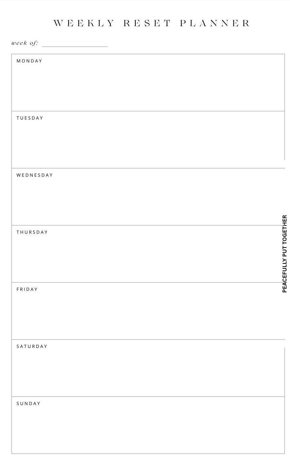 Weekly Reset Planner Printable | Minimal Weekly Planner | Digital ...