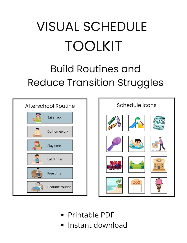 Visual Schedule Printable for Kids | Autism & ADHD Routine Chart | ABA ...