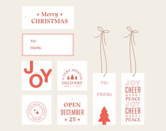 Printable Gift Tags, Christmas Gift Tag, Instant Download, Holiday Wrapping, Modern Christmas Tag, Modern Printable Gift Tag