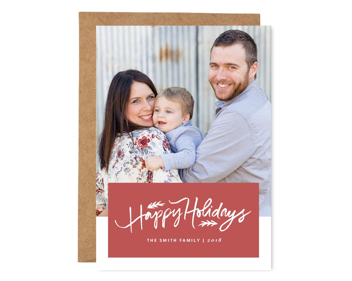 Printable Christmas Card With Photo Happy Holidays | Etsy