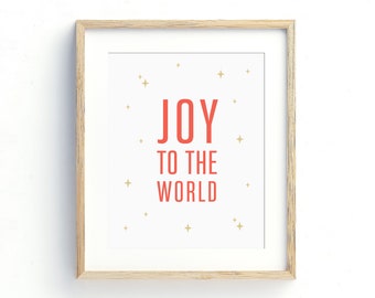 INSTANT DOWNLOAD Christmas Printable Art, Holiday Decor, Christmas Decor, Joy to the World