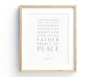 INSTANT DOWNLOAD Christmas Wall Art, Holiday Decor, Printable Scripture Decor, Art Print, He Will Be Called Wonderful Counselor, Isaiah 9:6