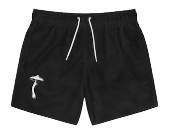 Bañador con ilustración de setas vintage / Estampado integral negro