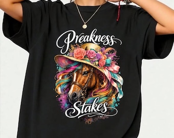 Camiseta estilo vintage del Derby de Carreras de Caballos Preakness Stakes, regalo retro de carreras de caballos, camiseta gráfica para fanáticos de los jockeys