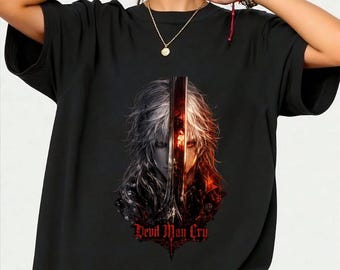 Camiseta con licencia oficial de Devil May Cry Dante, regalo para gamers cazadores de demonios, camiseta gráfica de anime y juego de acción.