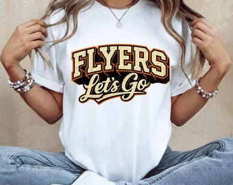 ¡Vamos Flyers! Camiseta retro vintage para hombre, mujer, niño y joven, regalo para aficionados al hockey, camiseta deportiva retro con estampado gráfico.