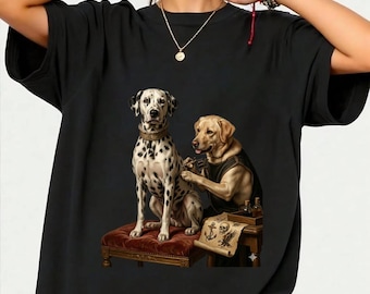 Camiseta retro con estampado de dálmata fumando, ideal para amantes de los memes.