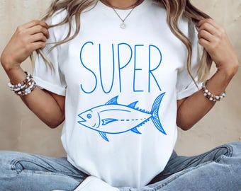 Super Tuna Funny Tuna Tee T-Shirt, Cute Fish Lover Gift, Ocean Humor Graphic Tee, Funny Seafood Fishing Shirt