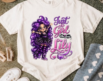 Camiseta "Just A Girl Who Loves Lily Love Braids", Regalo de peinado trenzado adorable, Camiseta gráfica de estilista, Camiseta de moda para niñas