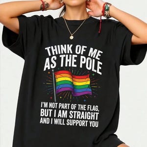 Tänk på mig som polen hetero allierad rolig stolthet LGBTQ-flagga T-shirt, hetero allierad gåva, stolthet LGBTQ grafisk t-shirt kläder
