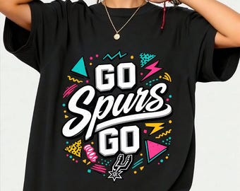 Retro Go Spurs Tee T-Shirt, Vintage Basketball Fan Gift, San Antonio Sports Graphic Tee, Classic Game Day Shirt