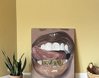 Classic Matte Paper Poster Gold Grill Oil Painting