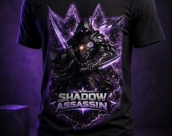 Shadow Assassin Graphic Tee | Sci-Fi Robot T-Shirt | Cyber Warrior Shirt | Futuristic Graphic Tee | Gamer Gift | Unisex gaming shirt