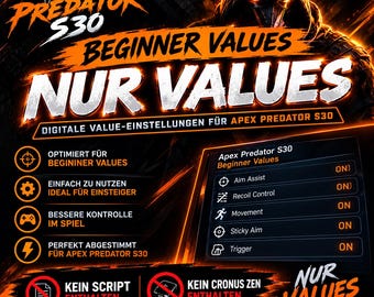 Apex Predator S30 Beginner Script Values ​​| Cronus Zen Settings | Controller Configuration | Digital Download