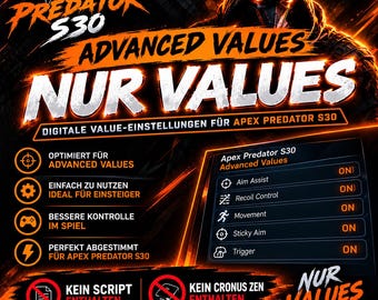 Apex Predator S30 Advanced Script Values ​​| Cronus Zen Configuration | Controller Settings | Digital Download