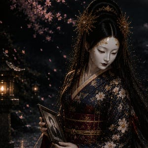 Estampe de masque Nô japonais | Portrait souvenir | Décoration murale fantastique sombre japonaise | Téléchargement numérique