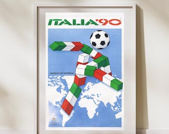 Italia 90 Inspired Digital Art Print | Italy World Cup Printable Poster | Vintage Soccer Poster