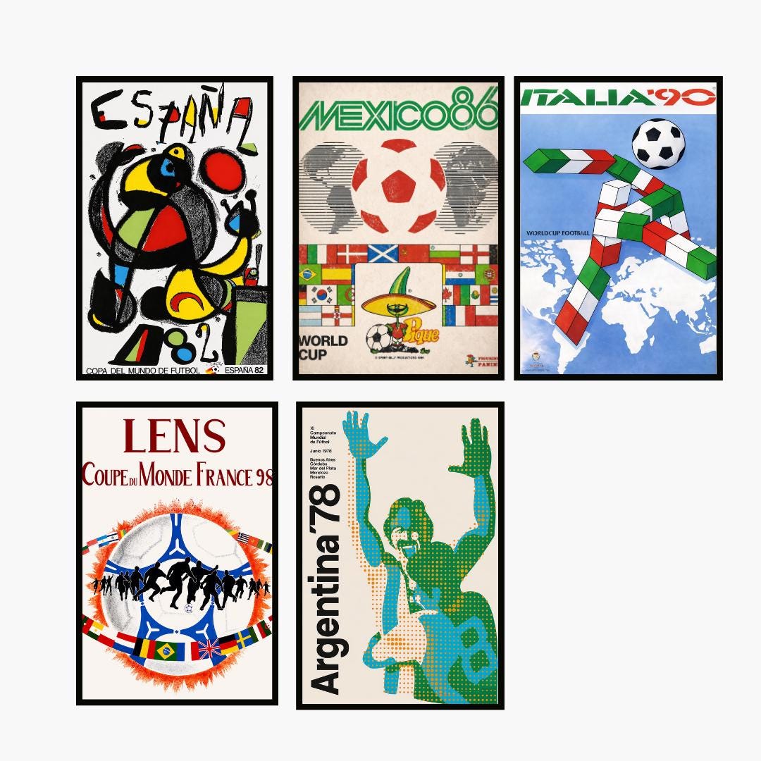 Vintage World Cup Soccer Posters | Retro Football Art Prints (digital ...