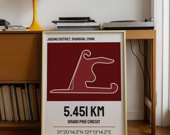 China Track Layout Poster, Motorsports Wall Art (Digital Download)