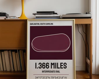 Darlington Track Layout Poster, Motorsports Wall Art (Digital Download)
