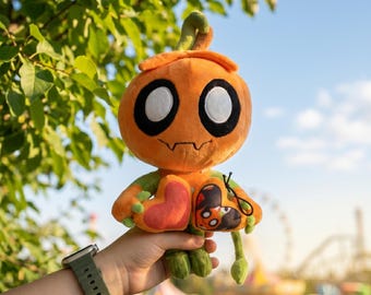 Dandy's World Gourdy Plush Doll (10.6 Inch) - Grumpy Pumpkin Halloween Toy, Unique Game Merch & Collectible Fan Gift